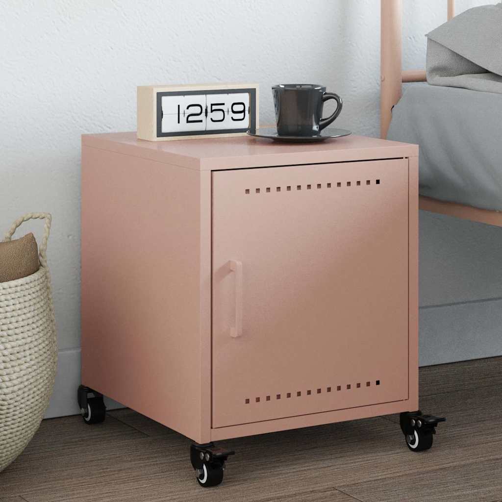 vidaXL Bedside Cabinet Pink 36x38.5x43.5 cm Steel