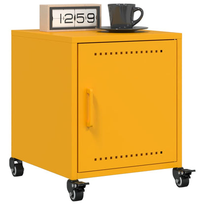 vidaXL Bedside Cabinet Mustard Yellow 36x39x43.5 cm Steel