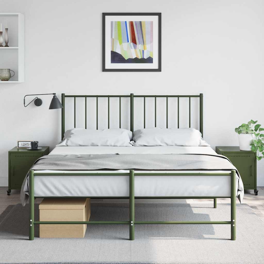 vidaXL Bedside Cabinets 2 pcs Olive Green 36x39x43.5 cm Steel