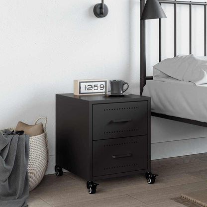 vidaXL Bedside Cabinet Black 36x39x43.5 cm Steel
