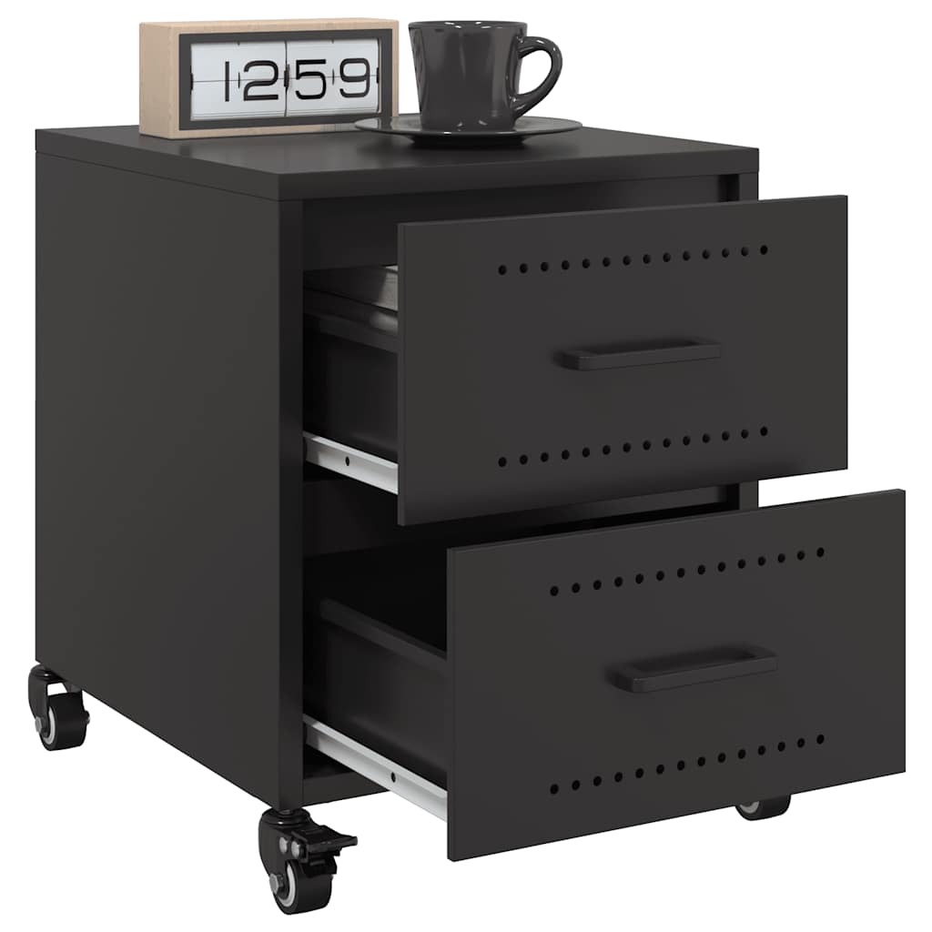 vidaXL Bedside Cabinet Black 36x39x43.5 cm Steel