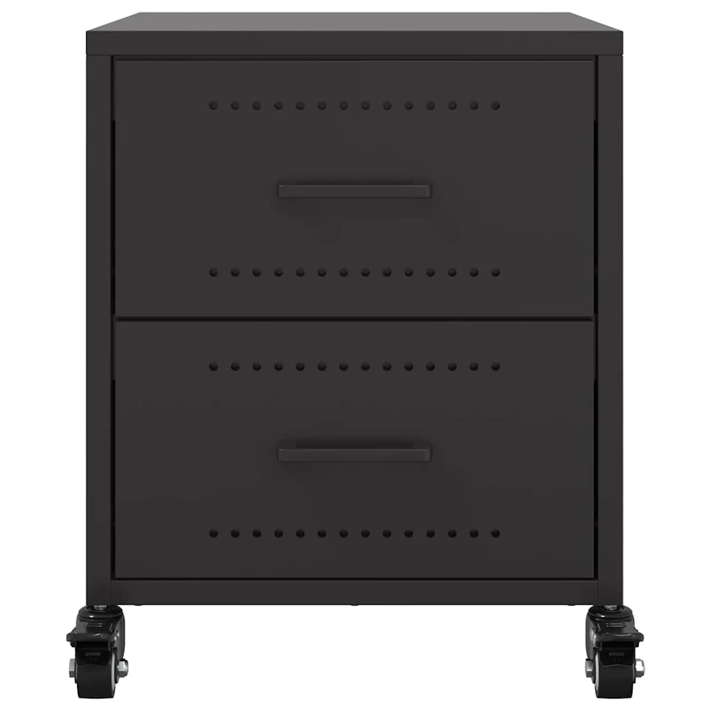vidaXL Bedside Cabinet Black 36x39x43.5 cm Steel