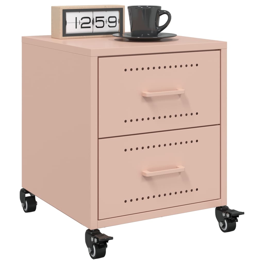 vidaXL Bedside Cabinet Pink 36x39x43.5 cm Steel