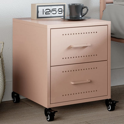 vidaXL Bedside Cabinet Pink 36x39x43.5 cm Steel
