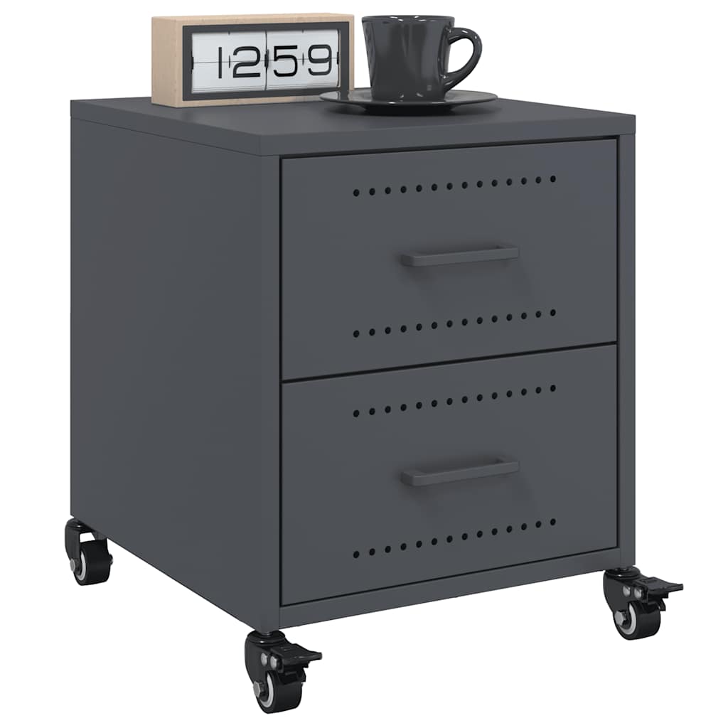 vidaXL Bedside Cabinet Anthracite 36x39x43.5 cm Steel