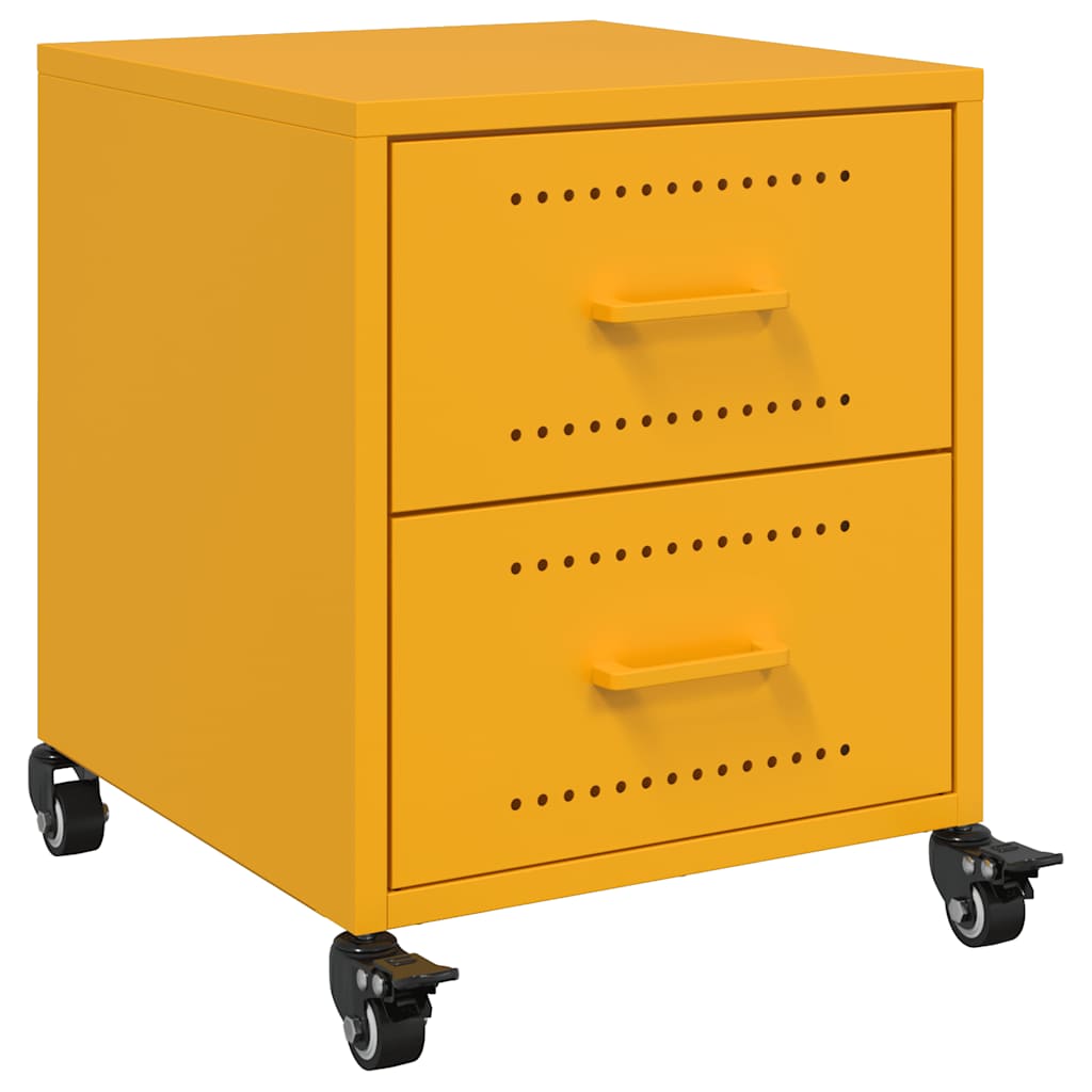 vidaXL Bedside Cabinet Mustard Yellow 36x39x43,5 cm Steel