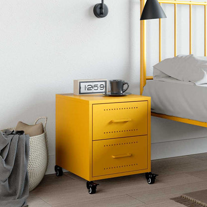 vidaXL Bedside Cabinet Mustard Yellow 36x39x43,5 cm Steel