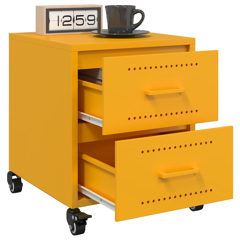 vidaXL Bedside Cabinet Mustard Yellow 36x39x43,5 cm Steel