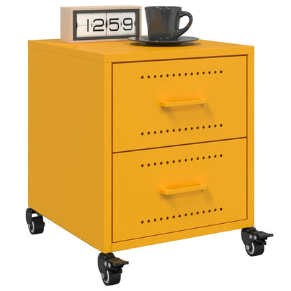 vidaXL Bedside Cabinet Mustard Yellow 36x39x43,5 cm Steel