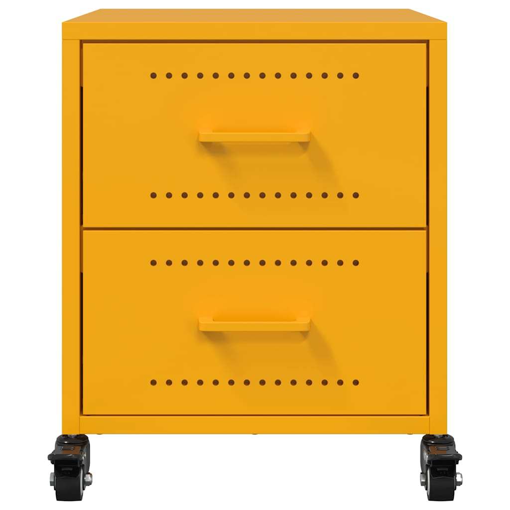 vidaXL Bedside Cabinet Mustard Yellow 36x39x43,5 cm Steel