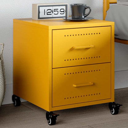 vidaXL Bedside Cabinet Mustard Yellow 36x39x43,5 cm Steel