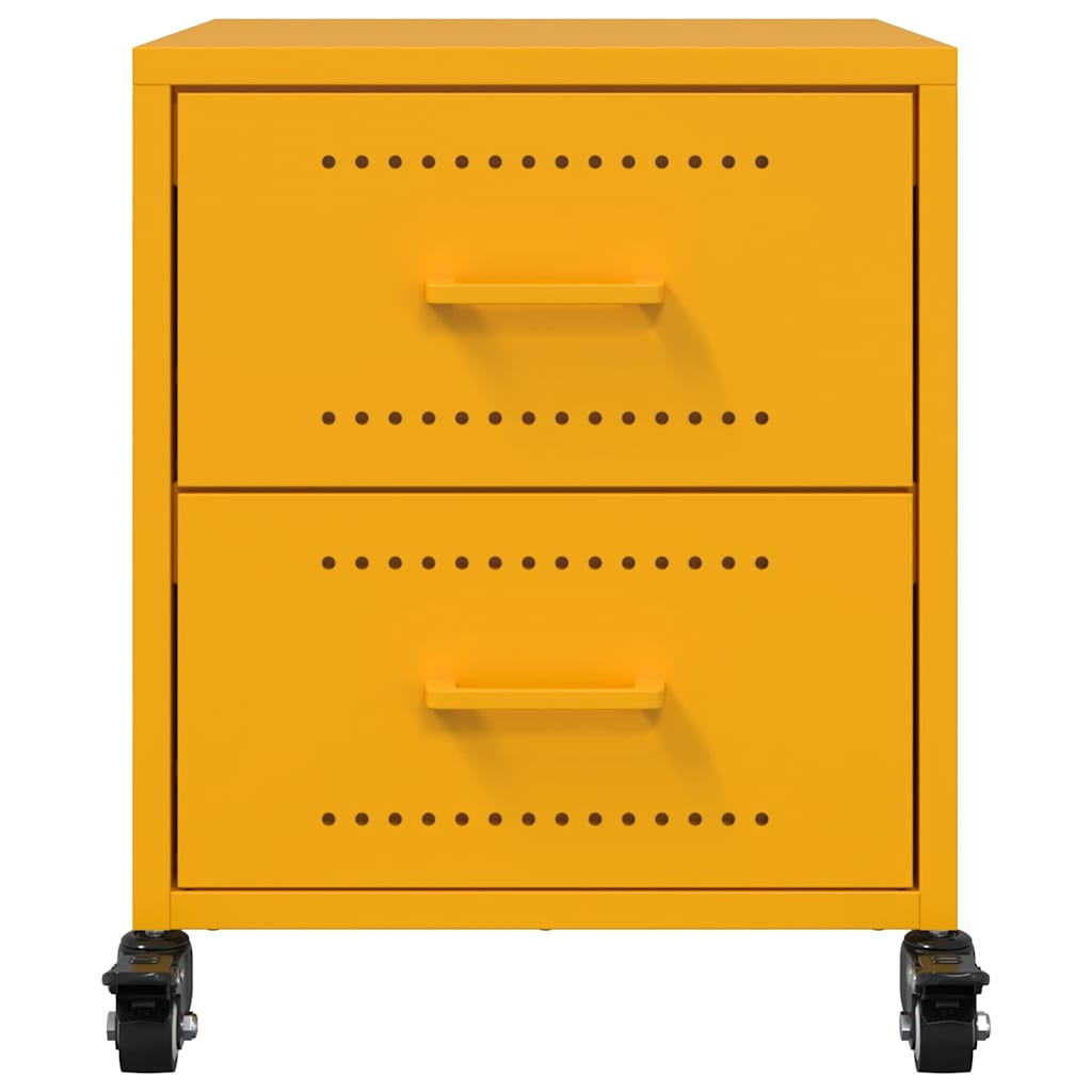 vidaXL Bedside Cabinets 2 pcs Mustard Yellow 36x39x43.5 cm Steel