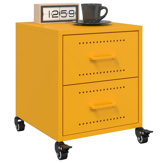 vidaXL Bedside Cabinets 2 pcs Mustard Yellow 36x39x43.5 cm Steel