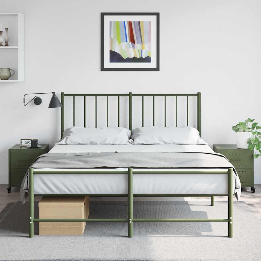vidaXL Bedside Cabinets 2 pcs Olive Green 36x39x43.5 cm Steel
