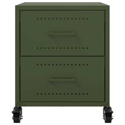 vidaXL Bedside Cabinets 2 pcs Olive Green 36x39x43.5 cm Steel