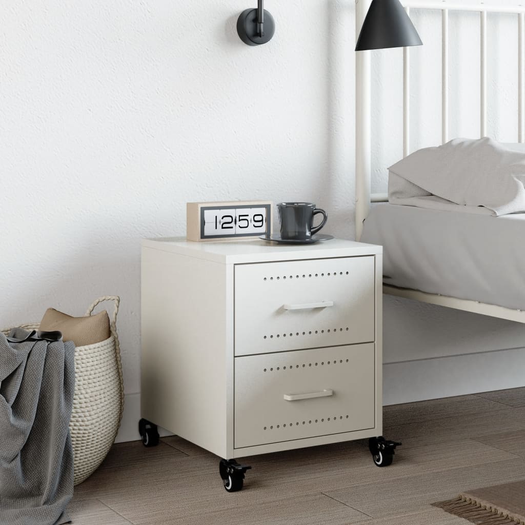 vidaXL Bedside Cabinet White 36x39x43.5 cm Steel