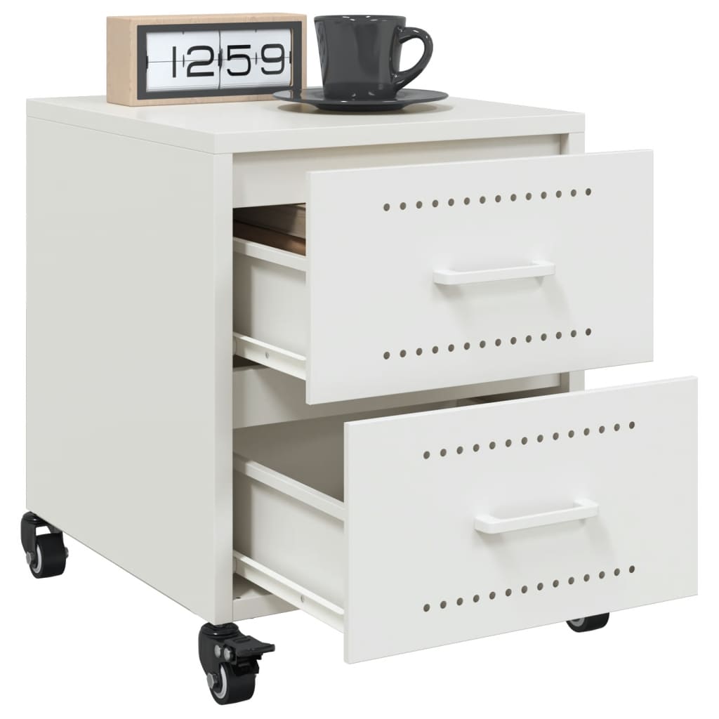 vidaXL Bedside Cabinet White 36x39x43.5 cm Steel