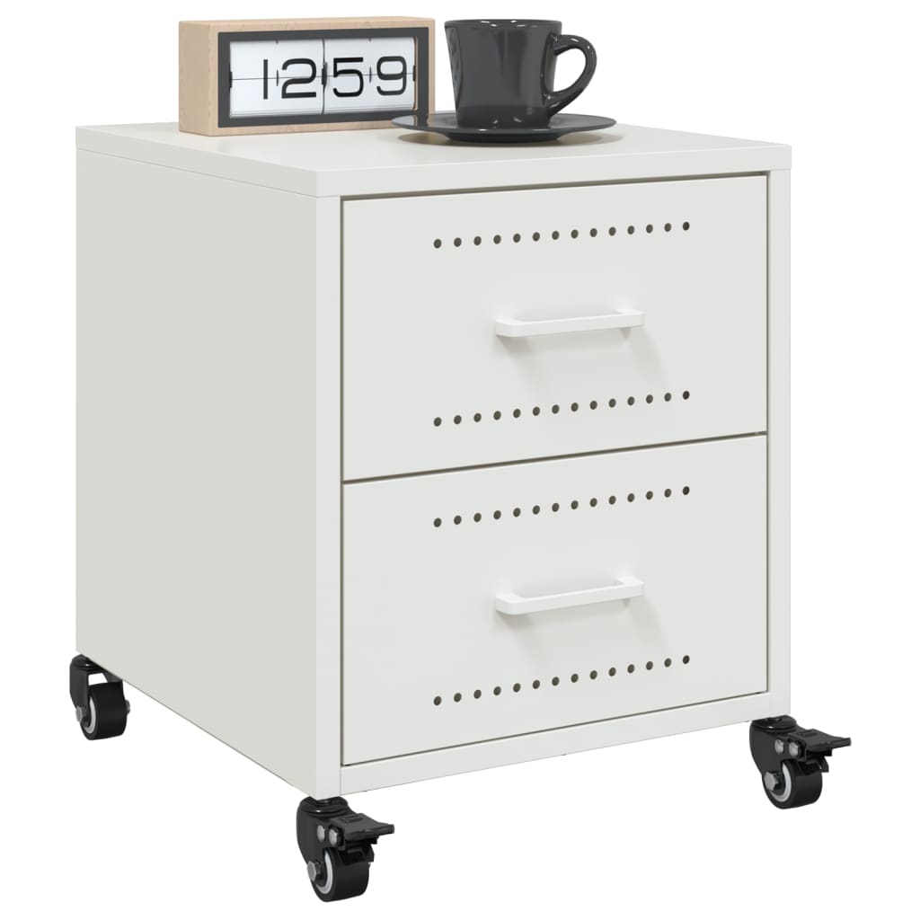 vidaXL Bedside Cabinet White 36x39x43.5 cm Steel