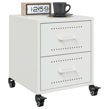 vidaXL Bedside Cabinet White 36x39x43.5 cm Steel