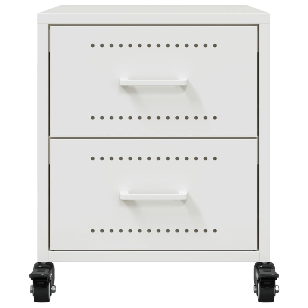 vidaXL Bedside Cabinet White 36x39x43.5 cm Steel