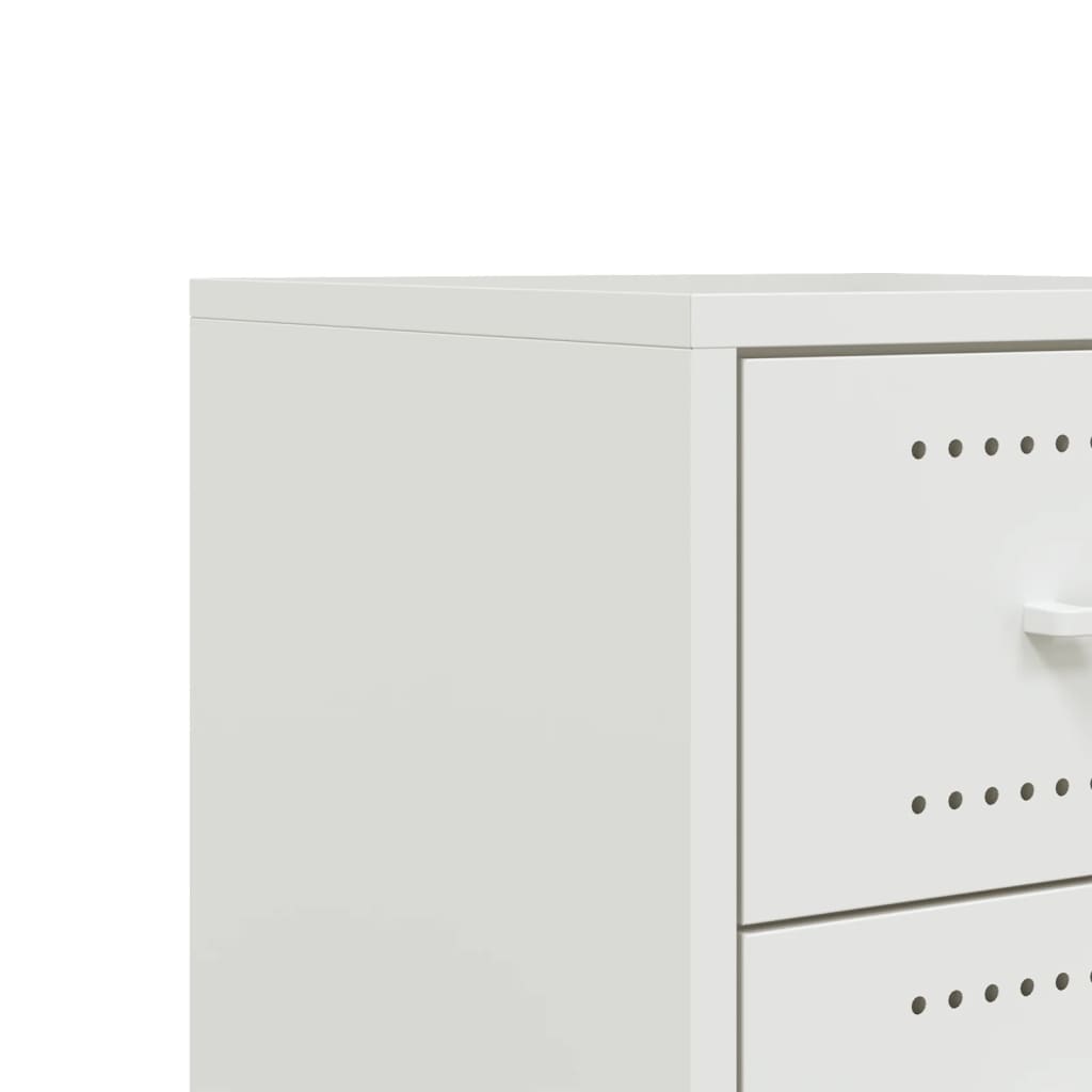 vidaXL Bedside Cabinet White 36x39x43.5 cm Steel