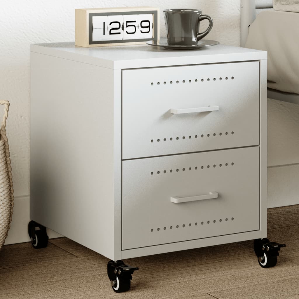 vidaXL Bedside Cabinet White 36x39x43.5 cm Steel
