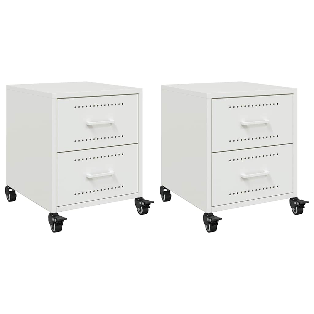 vidaXL Bedside Cabinets 2 pcs White 36x39x43.5 cm Steel