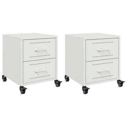 vidaXL Bedside Cabinets 2 pcs White 36x39x43.5 cm Steel