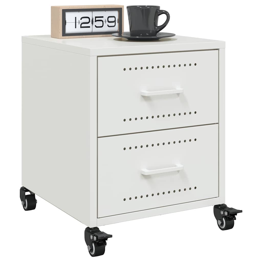 vidaXL Bedside Cabinets 2 pcs White 36x39x43.5 cm Steel