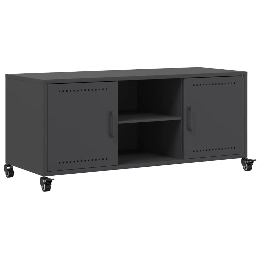 vidaXL TV Cabinet Black 100.5x39x43.5 cm Steel
