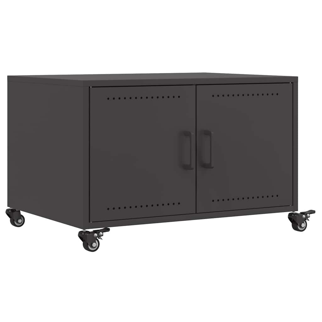 vidaXL Coffee Table | Black | Cold-rolled steel | Medium | Lockable wheels
