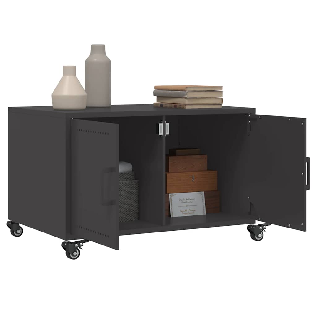 vidaXL Coffee Table | Black | Cold-rolled steel | Medium | Lockable wheels