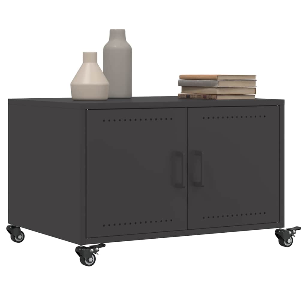vidaXL Coffee Table | Black | Cold-rolled steel | Medium | Lockable wheels
