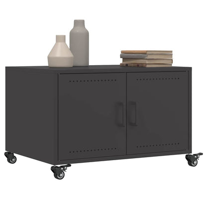vidaXL Coffee Table | Black | Cold-rolled steel | Medium | Lockable wheels