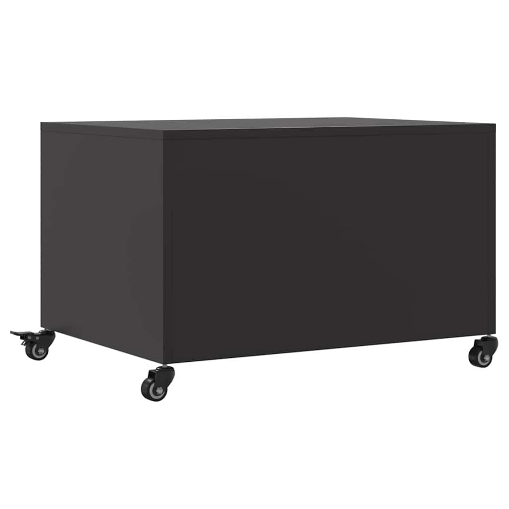vidaXL Coffee Table | Black | Cold-rolled steel | Medium | Lockable wheels