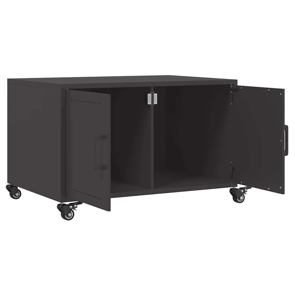 vidaXL Coffee Table | Black | Cold-rolled steel | Medium | Lockable wheels