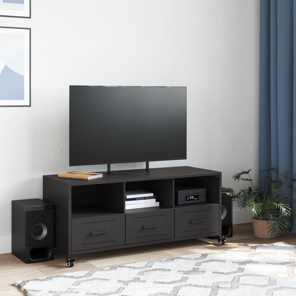 vidaXL TV Cabinet Black 100.5x39x43.5 cm Steel