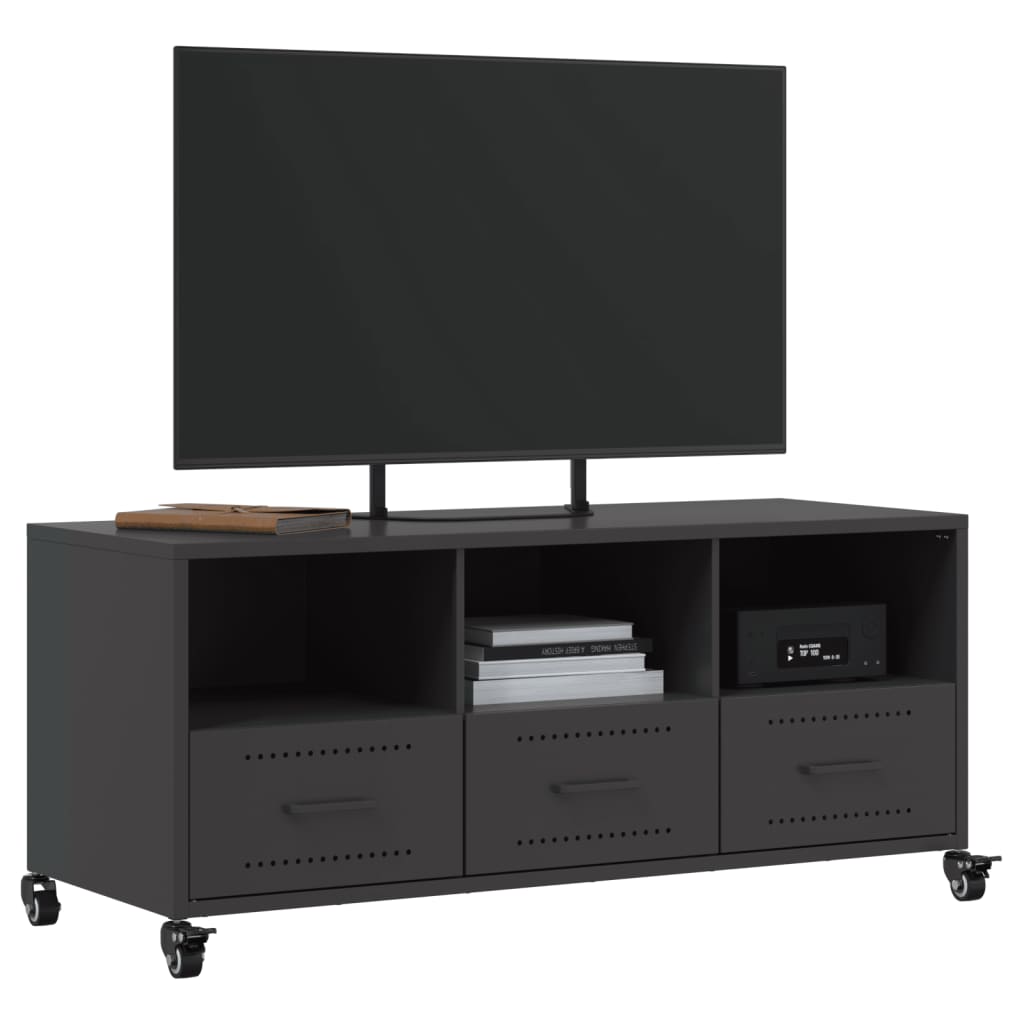 vidaXL TV Cabinet Black 100.5x39x43.5 cm Steel