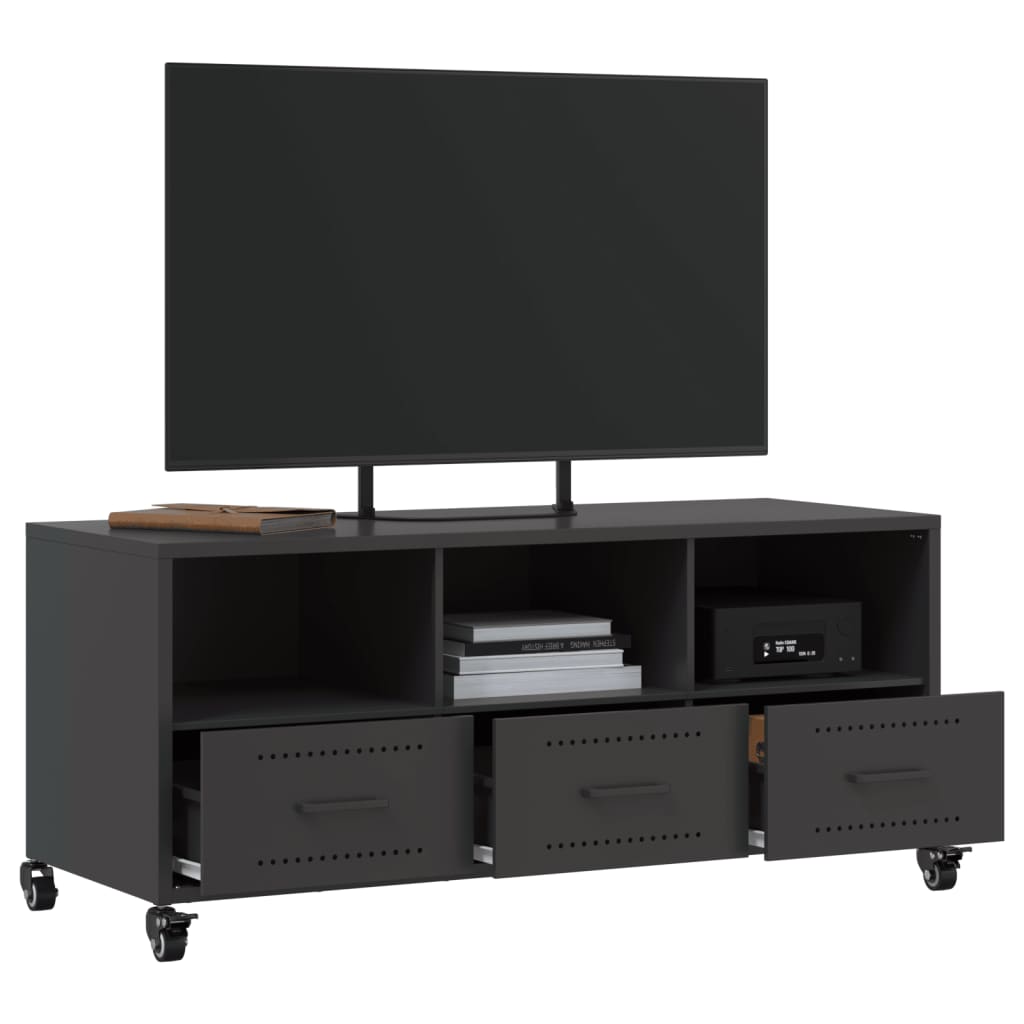 vidaXL TV Cabinet Black 100.5x39x43.5 cm Steel