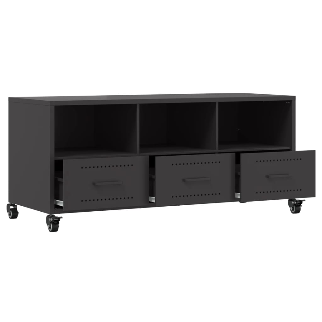vidaXL TV Cabinet Black 100.5x39x43.5 cm Steel