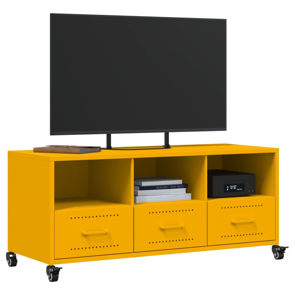 vidaXL TV Cabinet Mustard Yellow 100,5x39x43,5 cm Steel