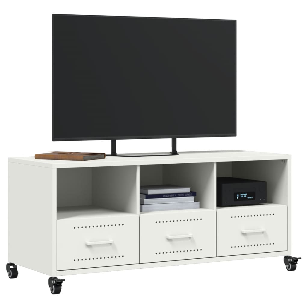 vidaXL TV Cabinet White 100.5x39x43.5 cm Steel