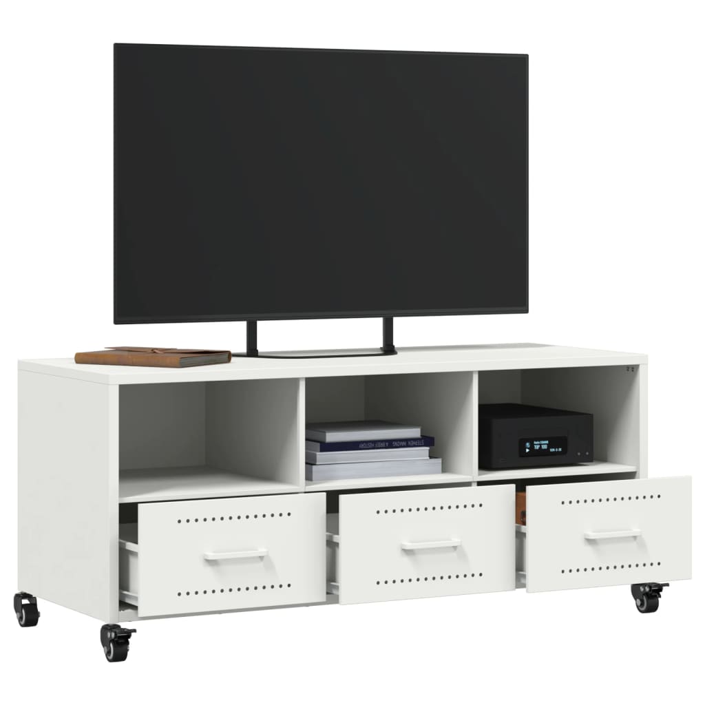 vidaXL TV Cabinet White 100.5x39x43.5 cm Steel
