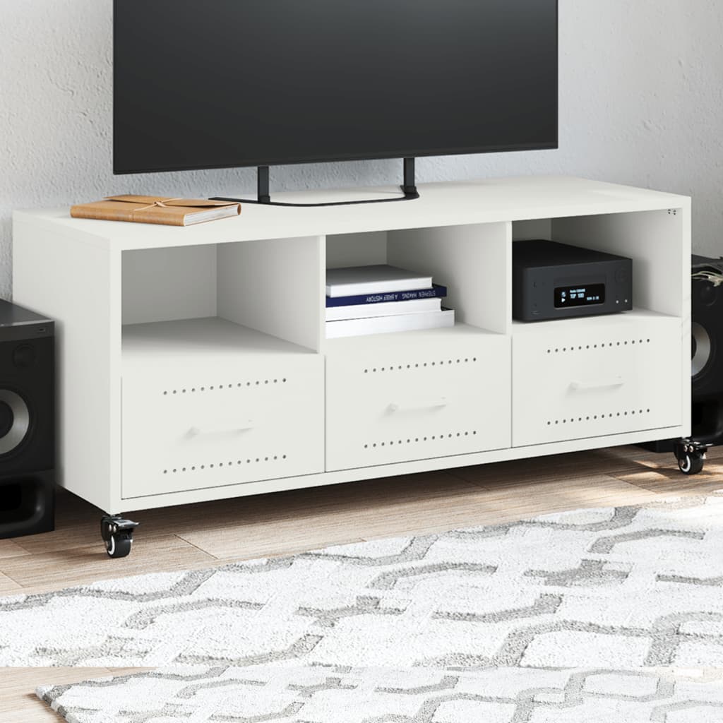vidaXL TV Cabinet White 100.5x39x43.5 cm Steel