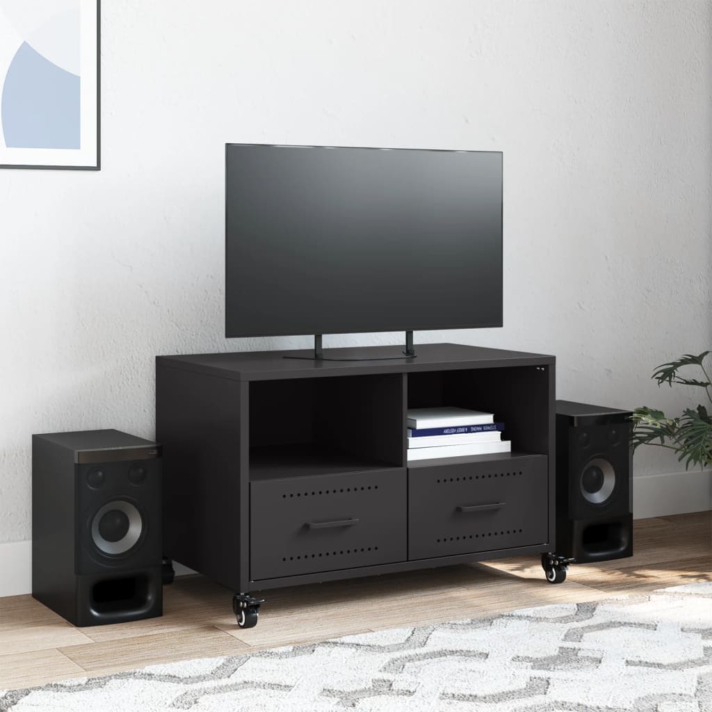 vidaXL TV Cabinet Black 68x39x43,5 cm Steel