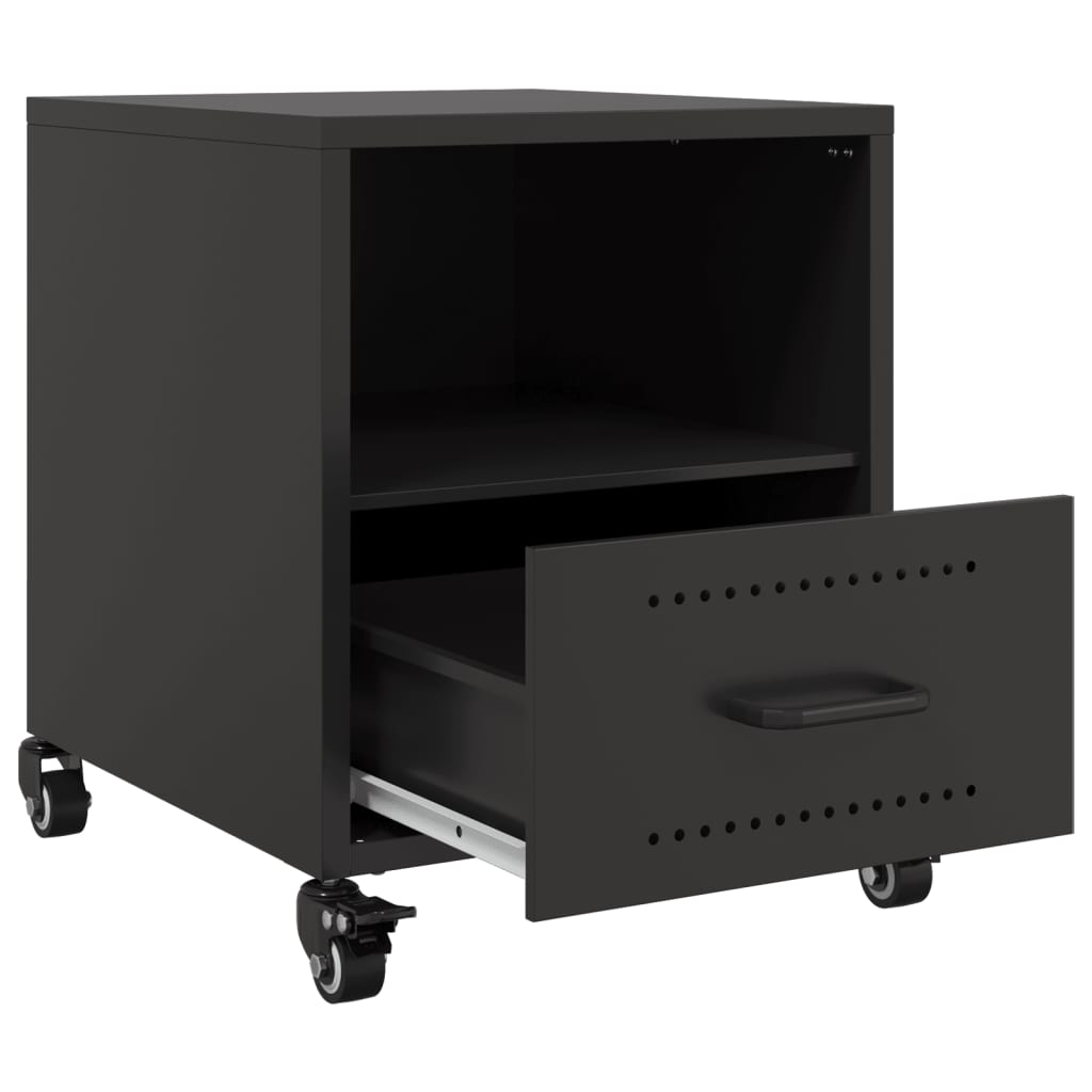vidaXL Bedside Cabinet Black 36x39x43.5 cm Steel