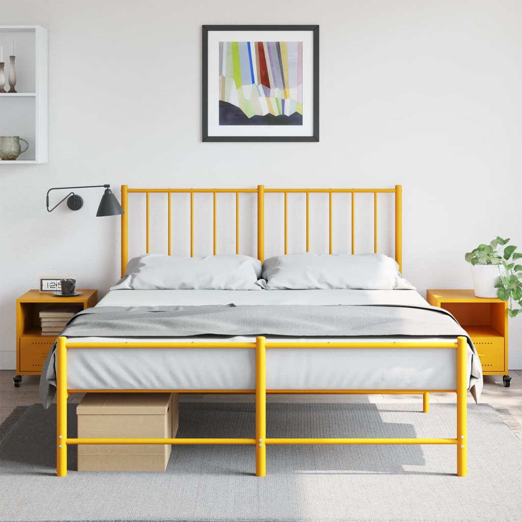vidaXL Bedside Cabinets 2 pcs Mustard Yellow 36x39x43.5 cm Steel