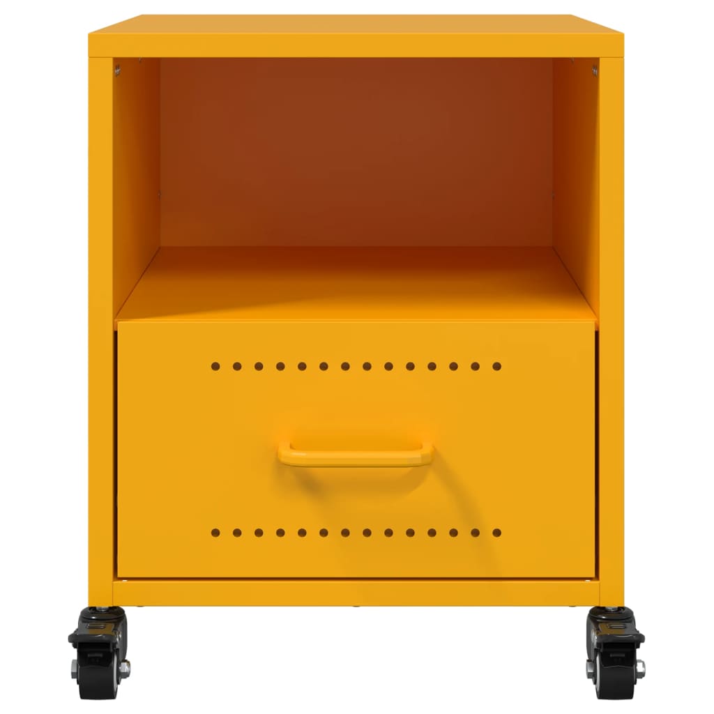vidaXL Bedside Cabinets 2 pcs Mustard Yellow 36x39x43.5 cm Steel
