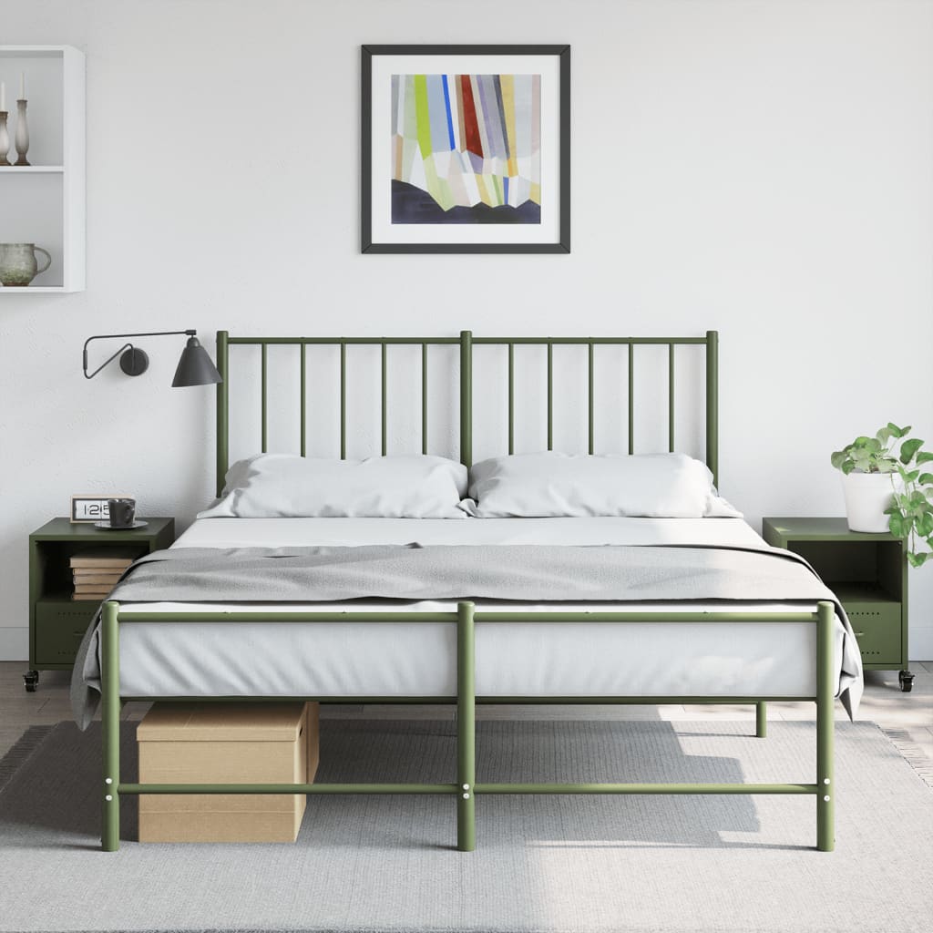 vidaXL Bedside Cabinets 2 pcs Olive Green 36x39x43.5 cm Steel