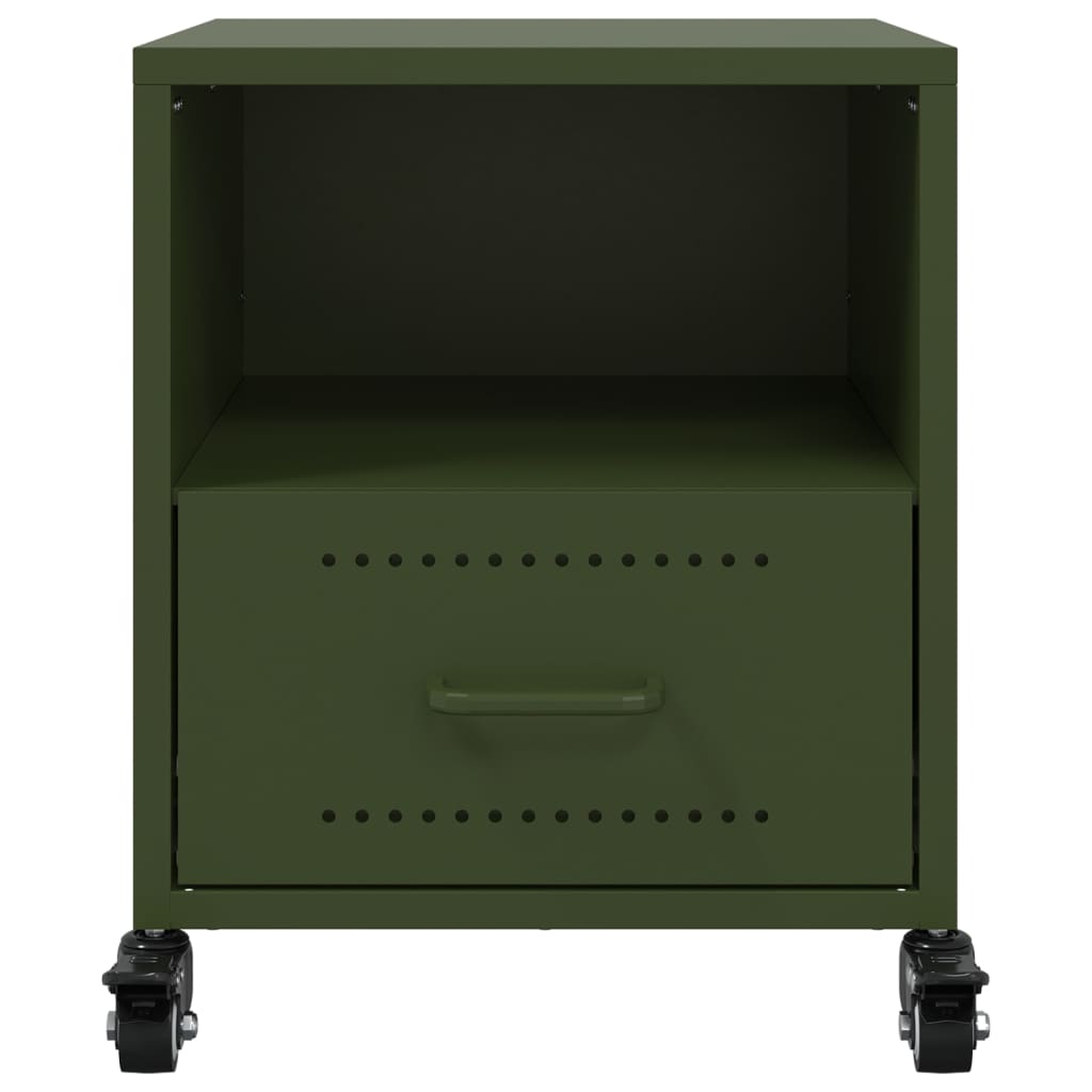 vidaXL Bedside Cabinets 2 pcs Olive Green 36x39x43.5 cm Steel
